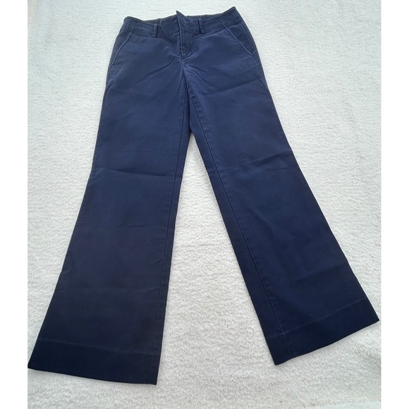 Lauren Ralph Lauren Pants - Lauren Ralph Lauren Petite Navy Blue Wide Leg Stretch Cotton Chino Pants 6P